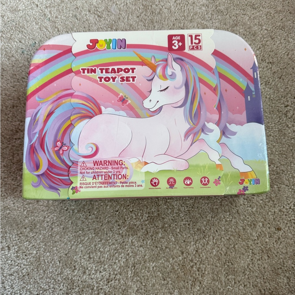 Unicorn Tin Teapot Toy Set Sealed Brand New